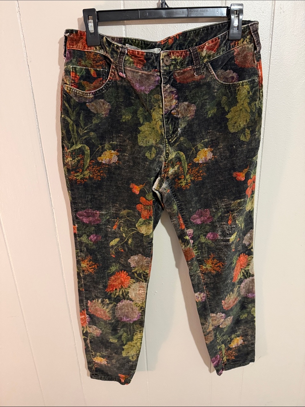 Pilcro & The Letterpress Anthropologie Dark Floral Jeans